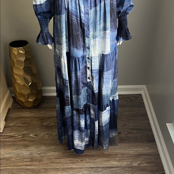 Good Time USA  Blue Plaid Long Sleeve Maxi Dress Size M - Picture 5 of 15